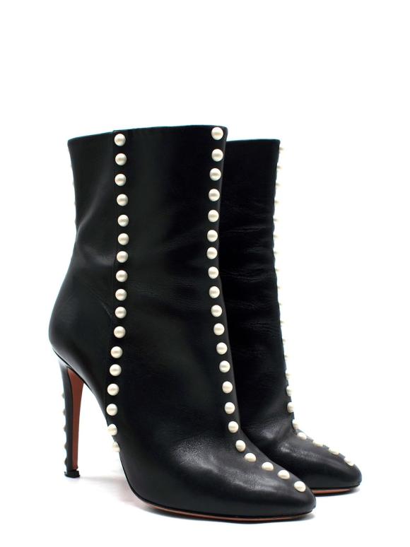 Aquazzura Aquazurra Firenze Black Follie Pearl Boots