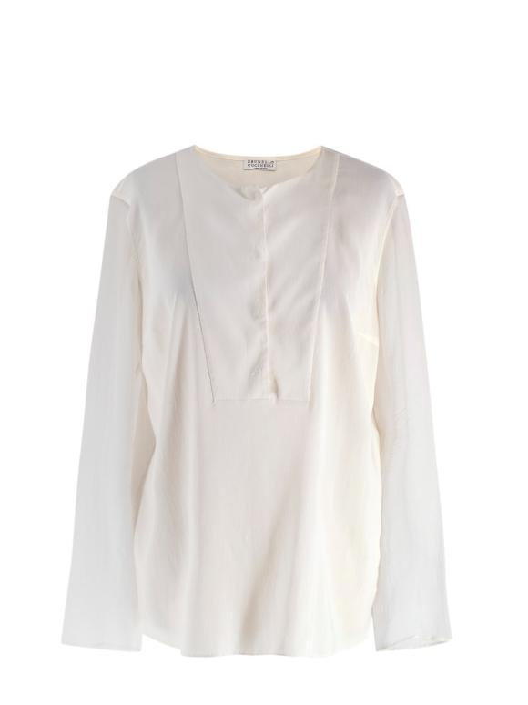 Brunello Cucinelli Cream Silk Satin Blouse