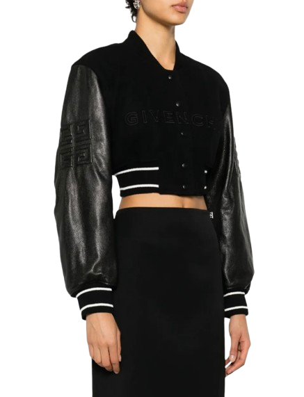 Givenchy Cropped Leather/Wool Bomber Jacket