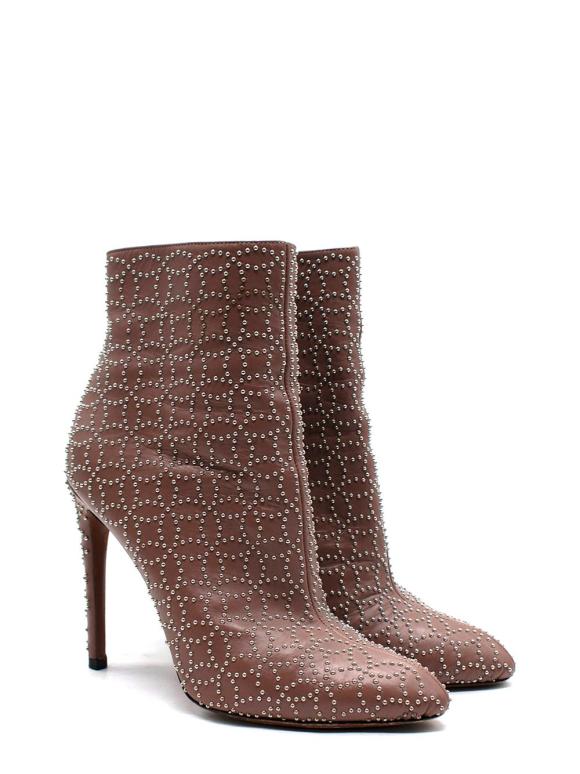 Alaia Nude Studded Stiletto Ankle Boots