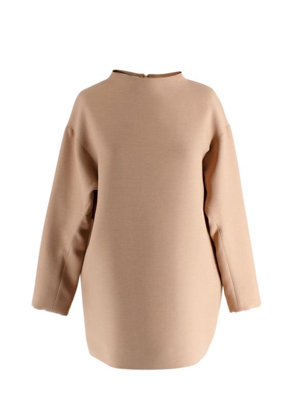 Valentino Wool Mock Neck Long Sleeve Camel Brown Top and Trouser Set