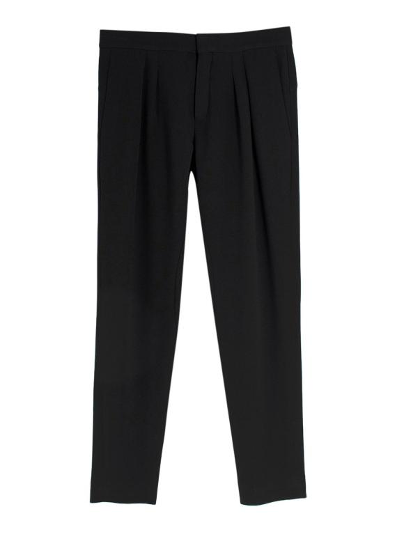 Chloe Black Crepe Trousers with Hook and Eye Closure