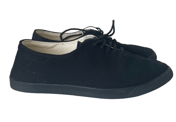 The Row Leather lined Black Canvas Plimsolls