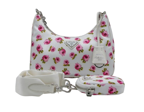 Prada Frloral Mini Re-Edition Tessuto Nylon Bag