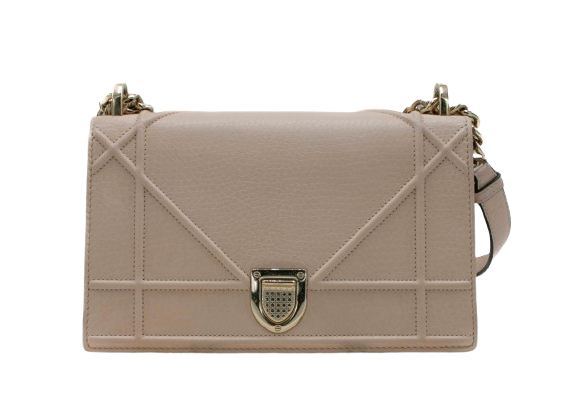 Dior Beige Grained Calfskin Small Diorama Flap Bag