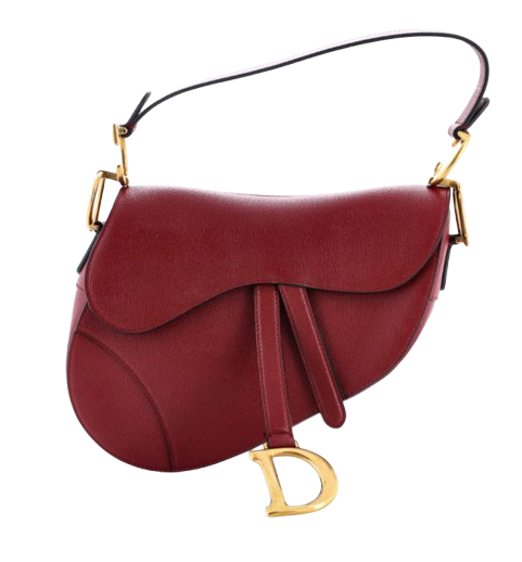 Dior Red Grained Calfskin Medium Saddle Shoulder Bag