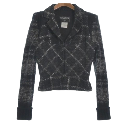Chanel Black Tweed Zip Front Jacket