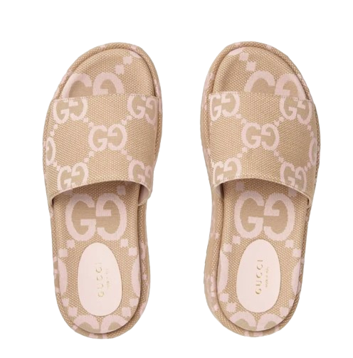 Gucci Beige/Pink Angelina Platform Slides