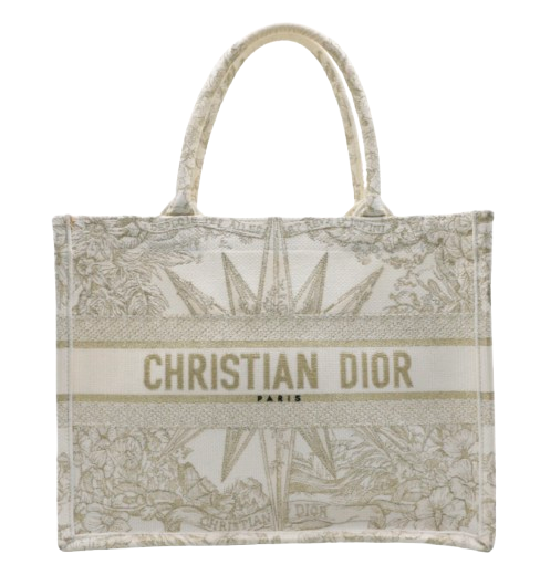 Dior Medium Gold Canvas Embroidered Rêve d'Infini Book Tote