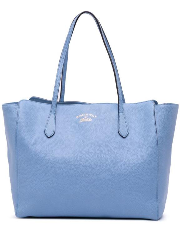 Gucci Mineral Blue Pebbled Calfskin Tote