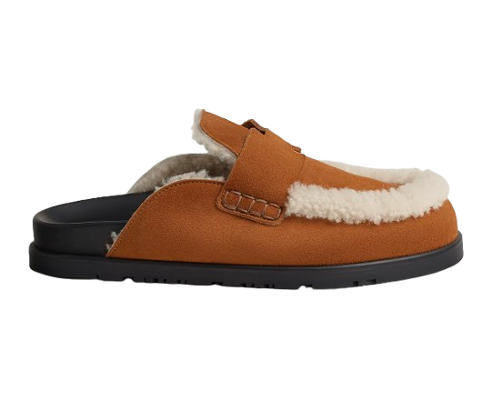 Hermes Shearling Go Mules