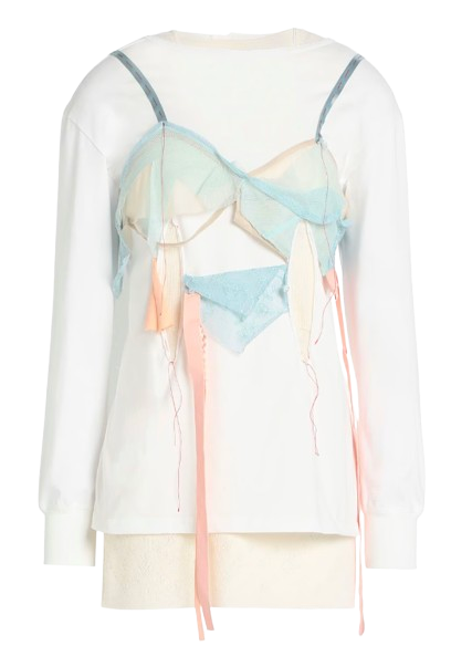 Maison Martin Margiela White Cotton Deconstructed Bra Top