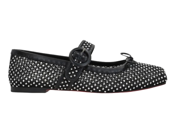 Louboutin Blak Mamastrapitina embellished mesh ballet flats