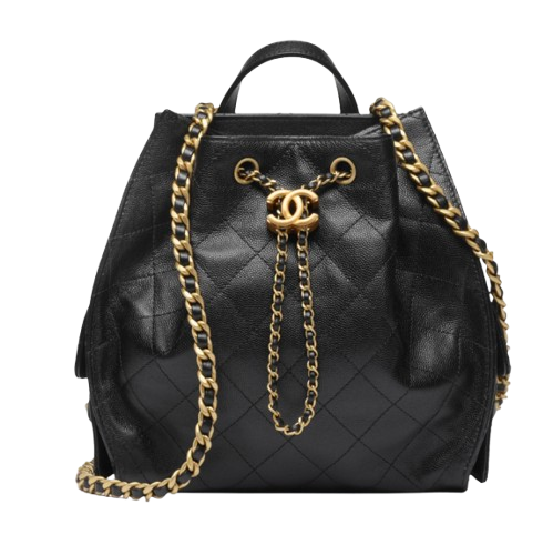 Chanel Current Season Medium Black Calf Leather Hobo With Receipt