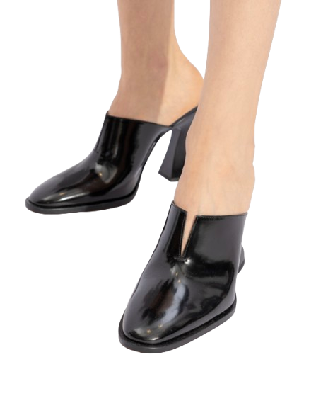 Bottega Veneta Black Patent Leather Cha Cha Mules