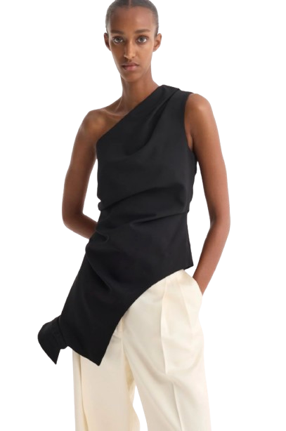Rohe Black Wool Blend One Shoulder Top