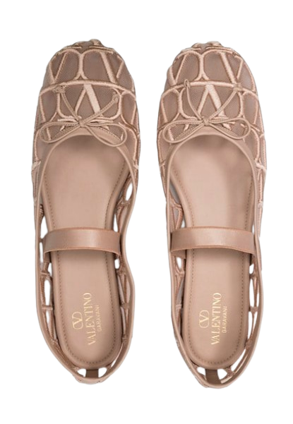 Valentino Rose Cannelle Toile Iconographie Ballet Flats