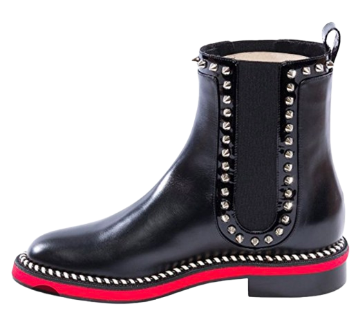 Louboutin Black Leather Stud Detail Chelsea Boots