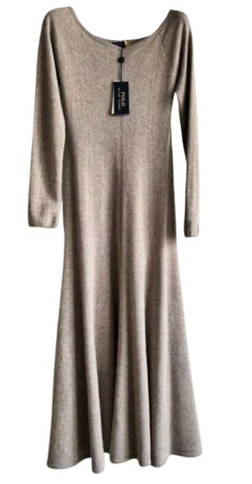Ralph Lauren Polo Beige Cashmere Midi Dress