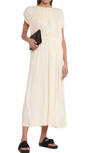 Jil Sander Cream Pleated Dress