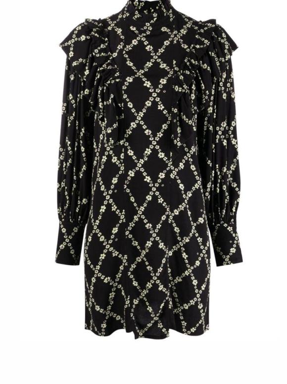 Ganni Printed Long Sleeved Dress