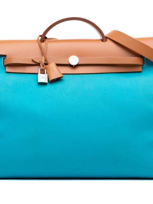 Hermes Blue Toile Herbag Zip 39