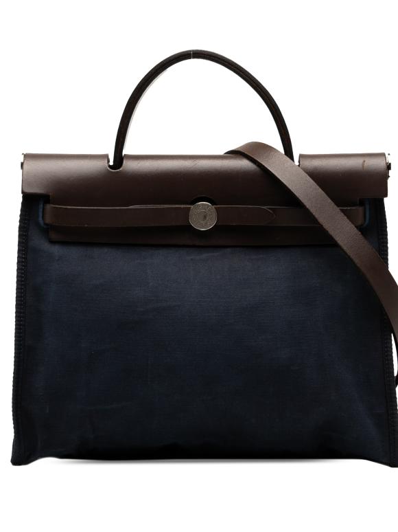 Hermes Navy Toile and Vache Hunter Herbag Zip 31