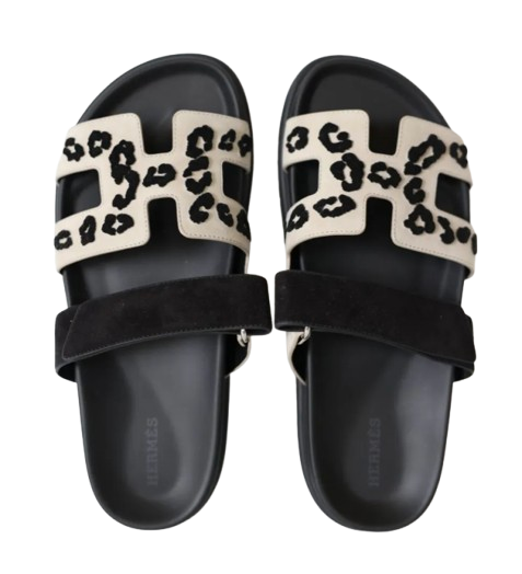 Hermes Leopard Print Chypre Sandals