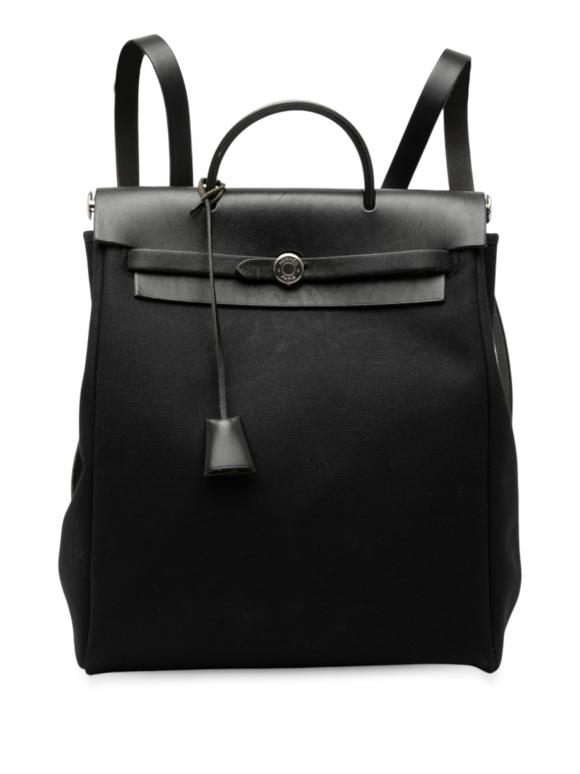 Hermes Black Toile Herbag GM Backpack
