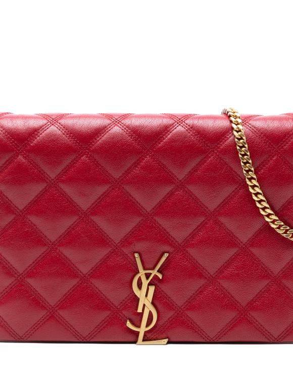 Saint Laurent Red Mini Quilted Lambskin Becky Chain Shoulder Bag