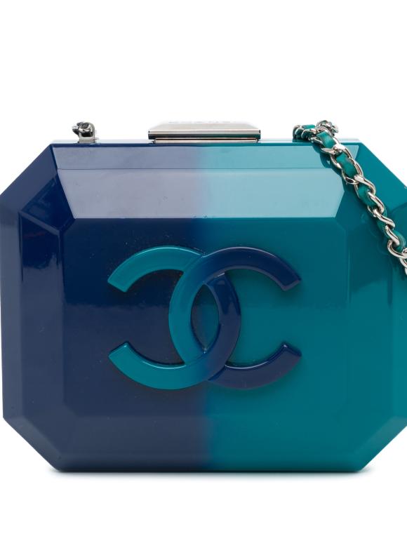 Chanel Blue Ombre Acrylic Clutch on Chain