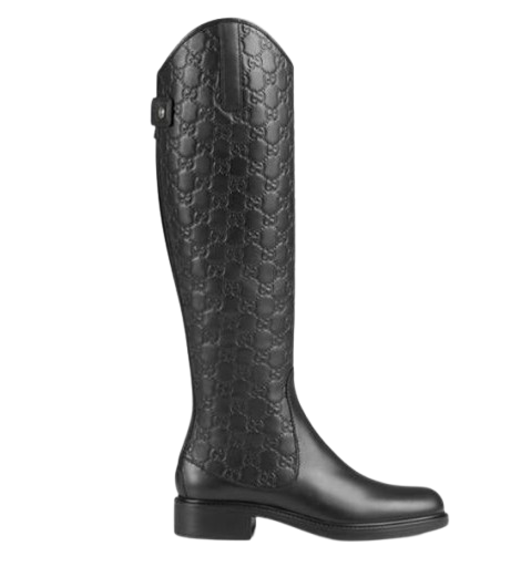 Gucci Black Leather Maud Riding Boots
