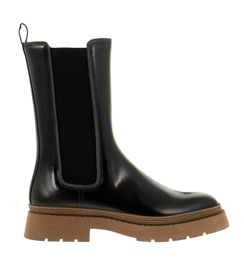 Brunello Cucinelli Black Leather Ankle Boots