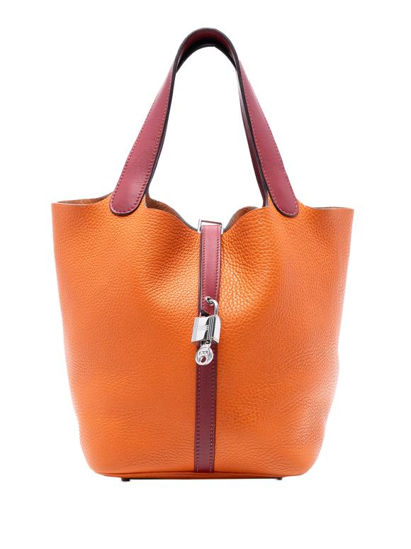 Hermes Orange Bicolor Clemence and Swift Picotin Lock 22