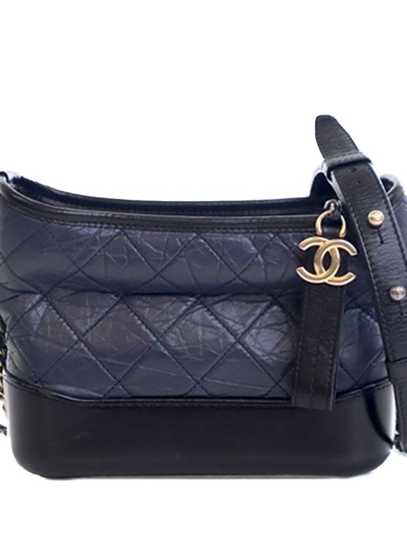 Chanel Navy Blue Small Bicolor Aged Calfskin Gabrielle Crossbody
