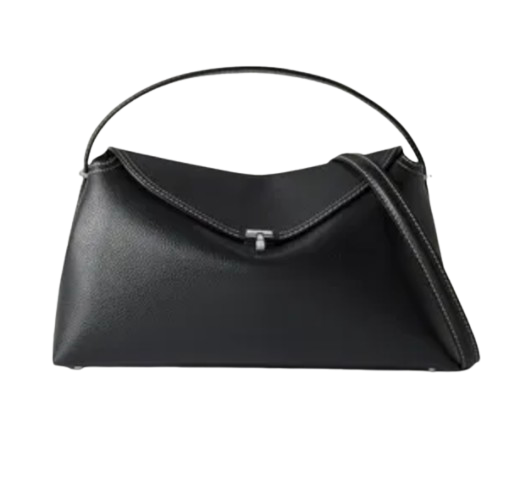 Toteme Black T-Lock Grained Leather Bag