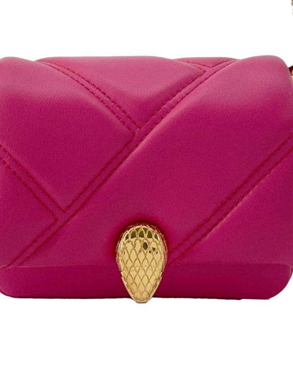 Bvlgari Pink Micro Leather Serpenti Cabochon Satchel