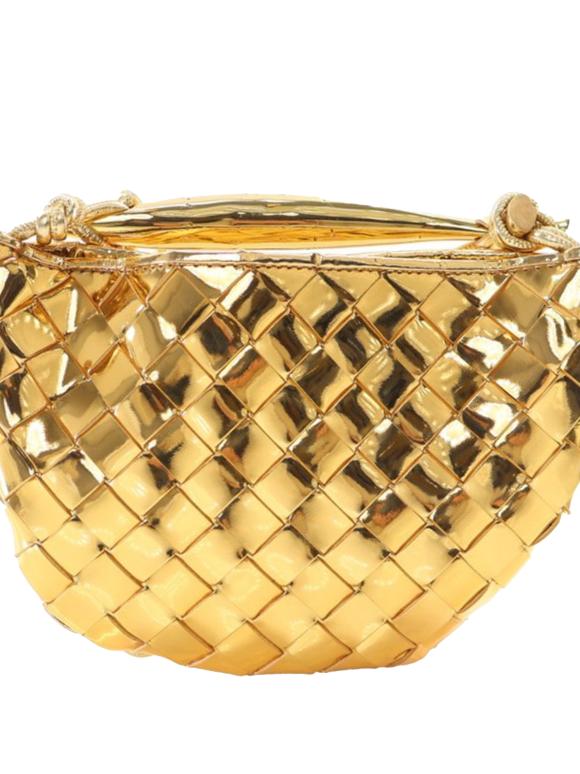 Bottega Veneta Gold Baby Metallic Lambskin Intrecciato Sardine