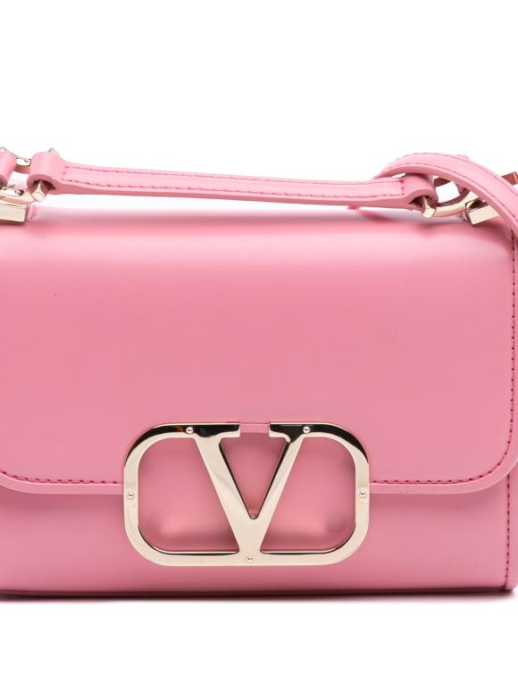 Valentino Small Pink Leather VLogo Type Crossbody