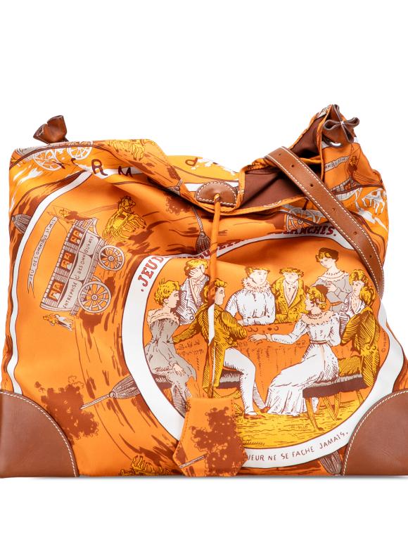 Hermes Orange Jeu des Omnibus et Dames Blanches Silky Pop Crossbody