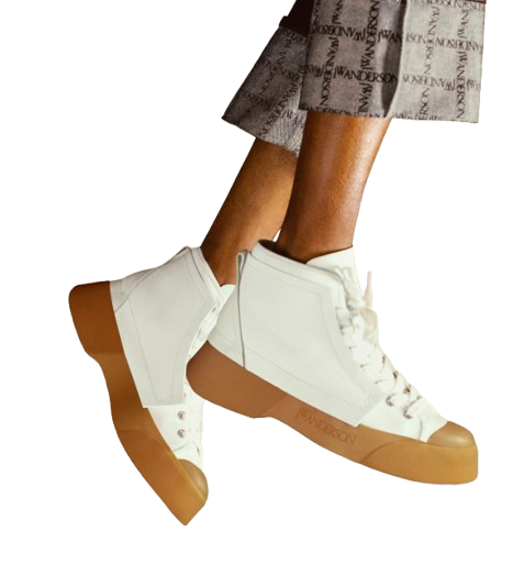 J W Anderson White Leather And Canvas Sneakers