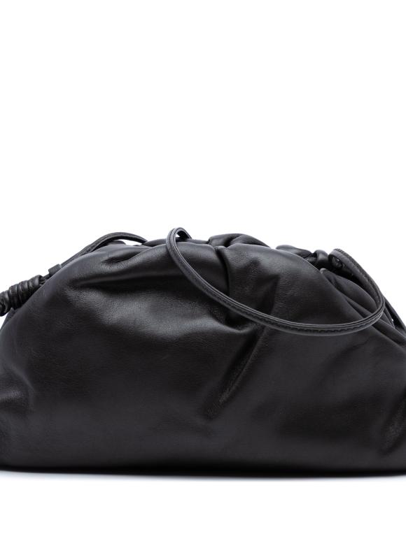 Bottega Veneta Lambskin Black Leather The Mini Pouch Crossbody