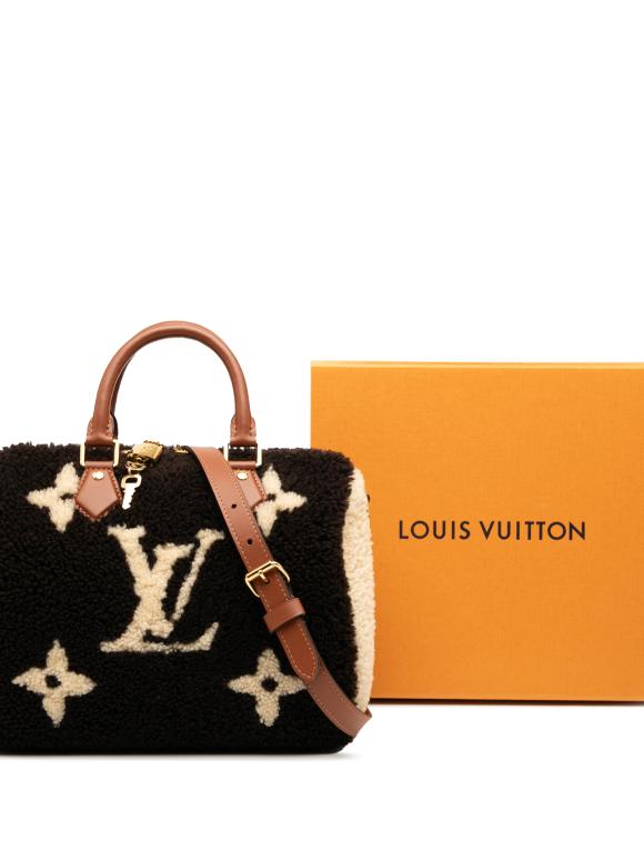 Louis Vuitton Brown Monogram Giant Shearling Teddy Speedy Bandouliere 25
