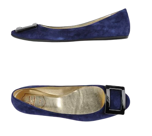 Roger Vivier Navy Suede Flats