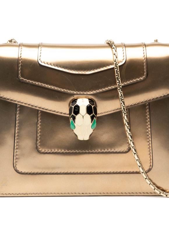 Bvlgari Gold Small Patent Serpenti Forever Crossbody