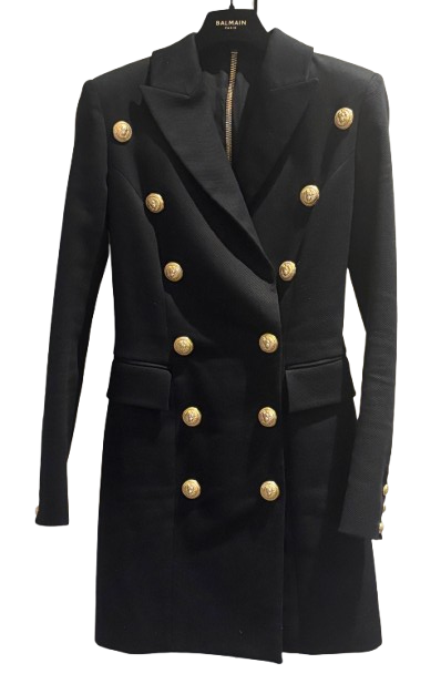 Balmain Black Structured Blazer Dress.