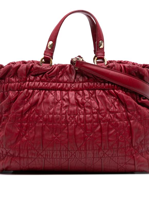 Dior Red Lambskin Gaufre Cannage Delices Tote