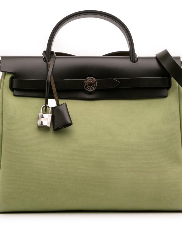 Hermes Pea Green Toile Herbag Zip 31