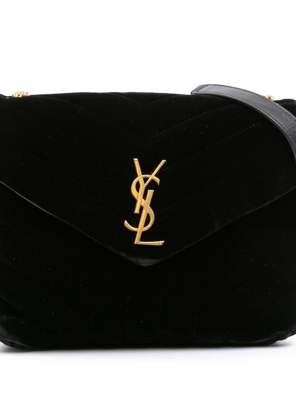 Saint Laurent Black Velvet Small Matelasse Velvet Monogram LouLou Crossbody