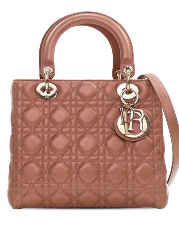 Dior tan Medium Lambskin Cannage Lady Dior